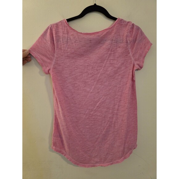 Kenar Women's Size Small Pink Cotton Blend Light Weight V-Neck Short Sleeve Top - Picture 3 of 7